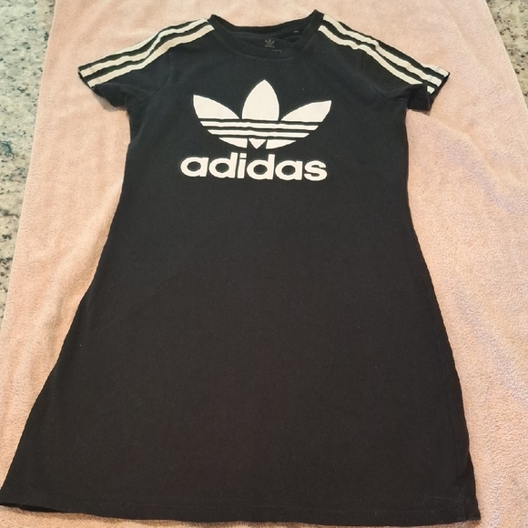 adidas | Dresses | Adidas Black Dress With White Logo | Poshmark